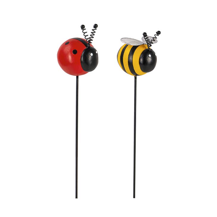 Wholesale 13.75H Bumble Bee and Ladybug Plant Pick, 2 Asst, 12pc CDU for  your store - Faire
