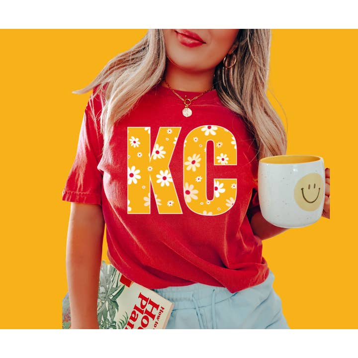 Gold KC Daisies Red Tee for wholesale by The Red Rival Wholesale