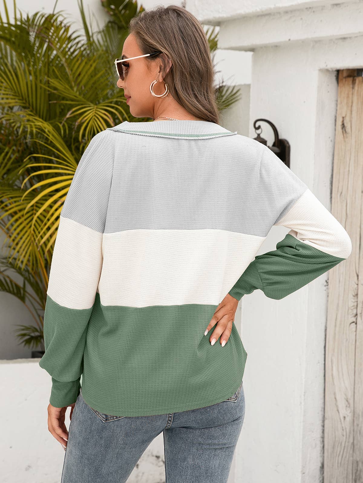 ePretty - Venta al por mayor Jersey corto de punto - Mujer - EP-TP1719 Top de punto de waffle de bloque de color6