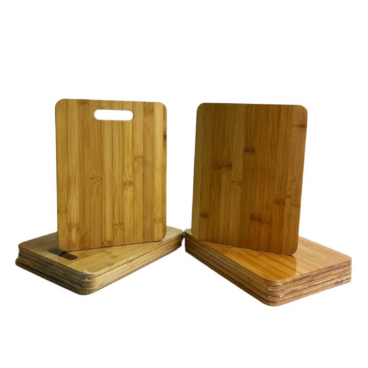 INVISION - Wholesale Cutting Board - 12pc Bulk 12X9" Rectangular Bamboo Serving Cutting Board Set
