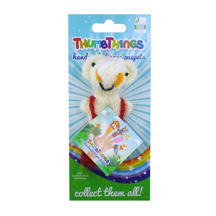 Elephant in Overalls Finger Puppet for wholesale by ThumbThings Finger Puppets