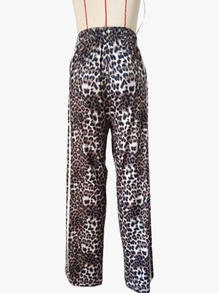 Wide-Leg Leopard Print Pants with Stripes for wholesale on Faire2