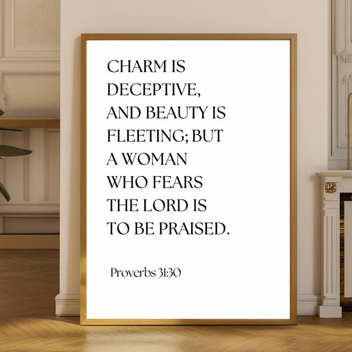 Proverbs 31:30 Scripture Wall Art Print for wholesale by Evertrue Prints