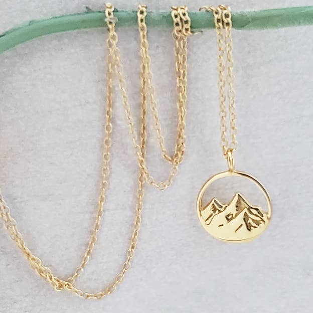 Sosie Designs - Wholesale Pendant/Charm Necklace - Gold Mountain Etched Necklace