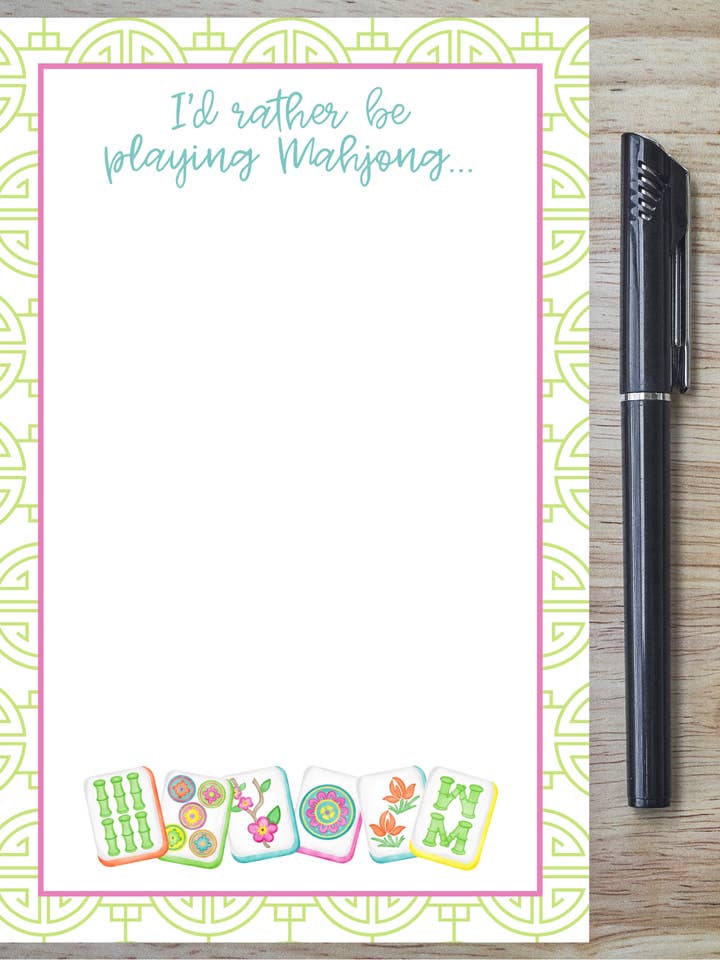 Green Mahjong Notepad for wholesale by Grace Ann Designs