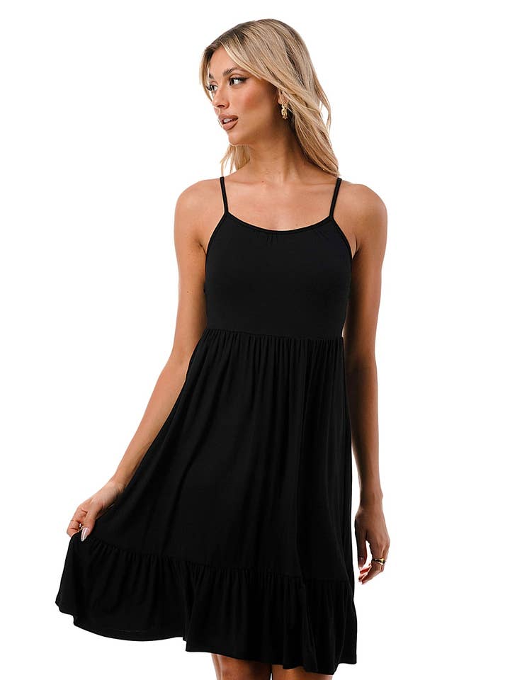 ROBE RUTH À BRETELLES (NOIRE) - VD3107 pour la vente par VAVA by Joy Han