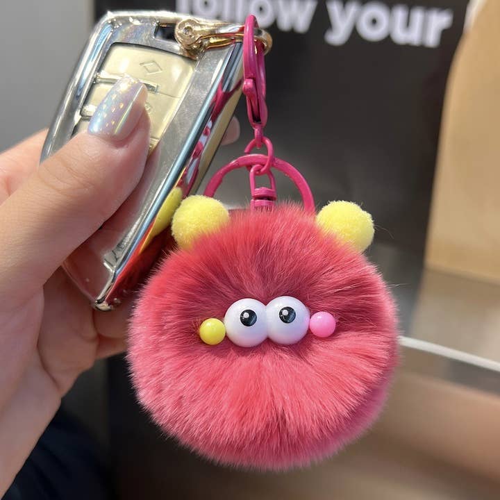 MKS America - Wholesale Keychain - Women's - Fluffy Plush Keychain Cute Cartoon Pom Pom Bag Charm5