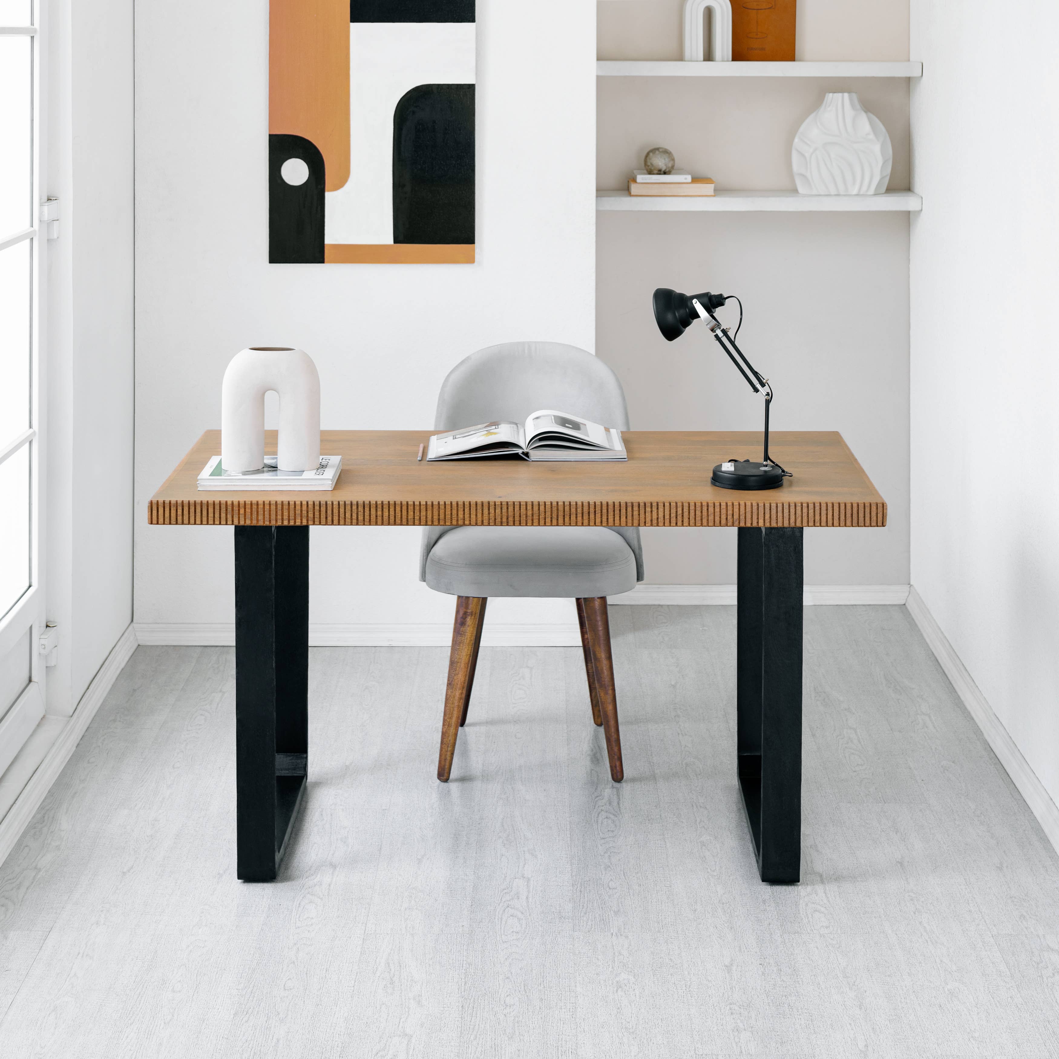 MH London - Vente Sous-main - Bureau d'ordinateur en bois massif Ancona5