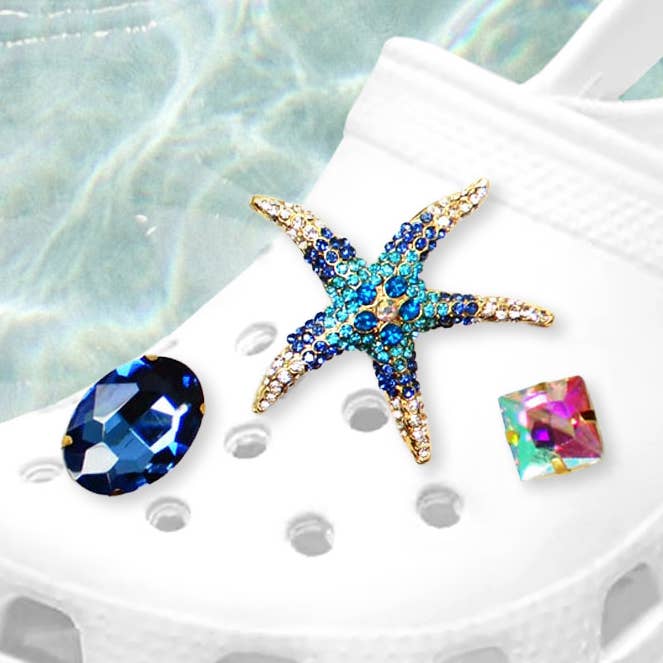 3PCS - Sapatilhas Oval de Pedra Quadrada Starfish Deco Charms por atacado de Sensibling Corp.