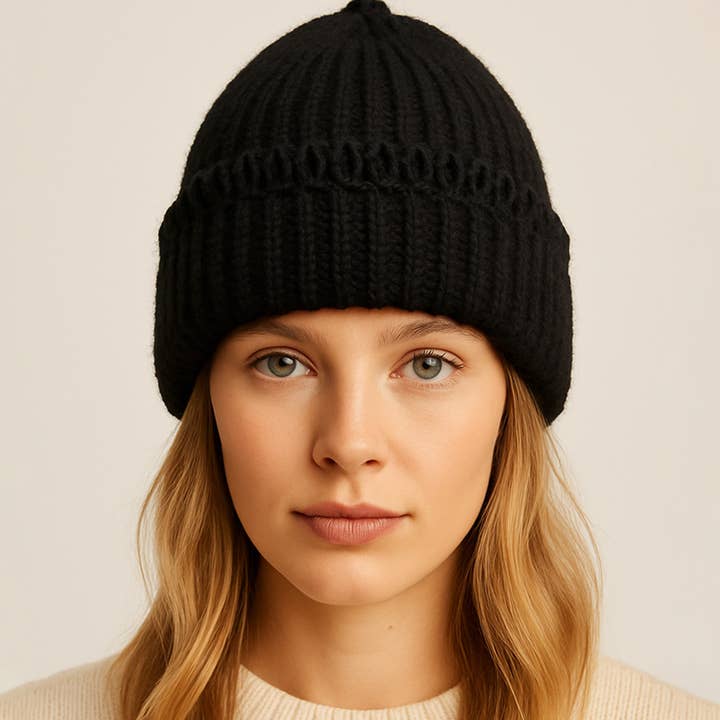 Sensibling Corp. - Wholesale Beanie - Women's - Chunky Ribbed Knit Loop Trim Winter Beanie Hat9