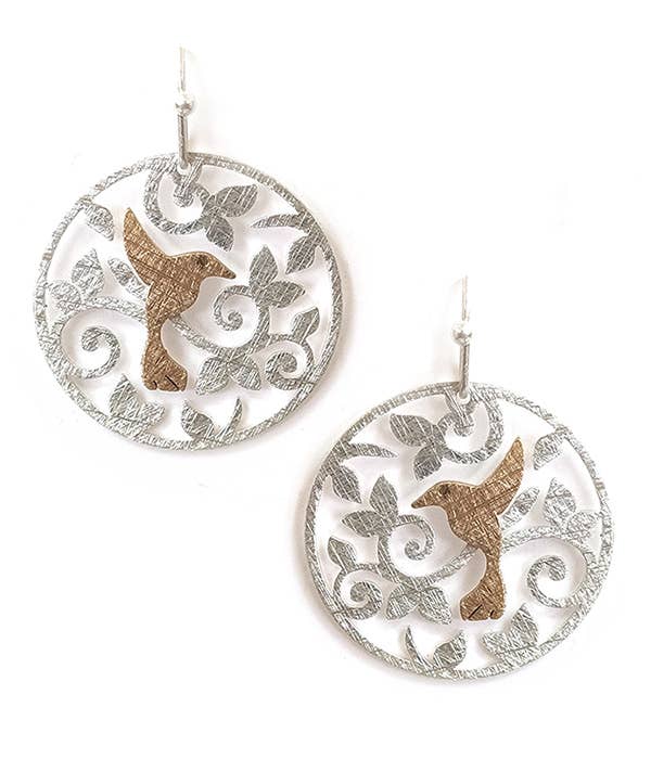 Jewelry Max - Wholesale Dangle Earrings - ( K008 )  HUMMINGBIRD AND FLOWER DISC EARRING0