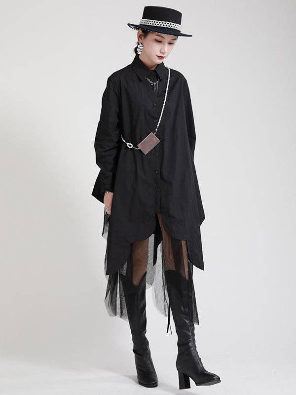 UZ Wholesale Store - Wholesale Dress - Women's - Urban Loose Split-Joint Lapel Long Sleeves Midi Dress7