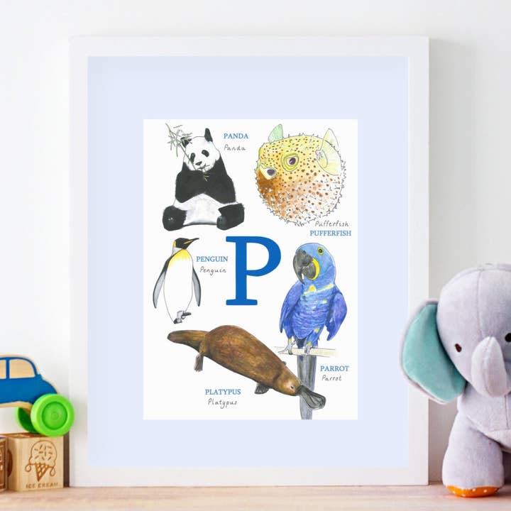Letter P, Baby First Christmas, Personalised Art for wholesale by Sarah Gregory Designs
