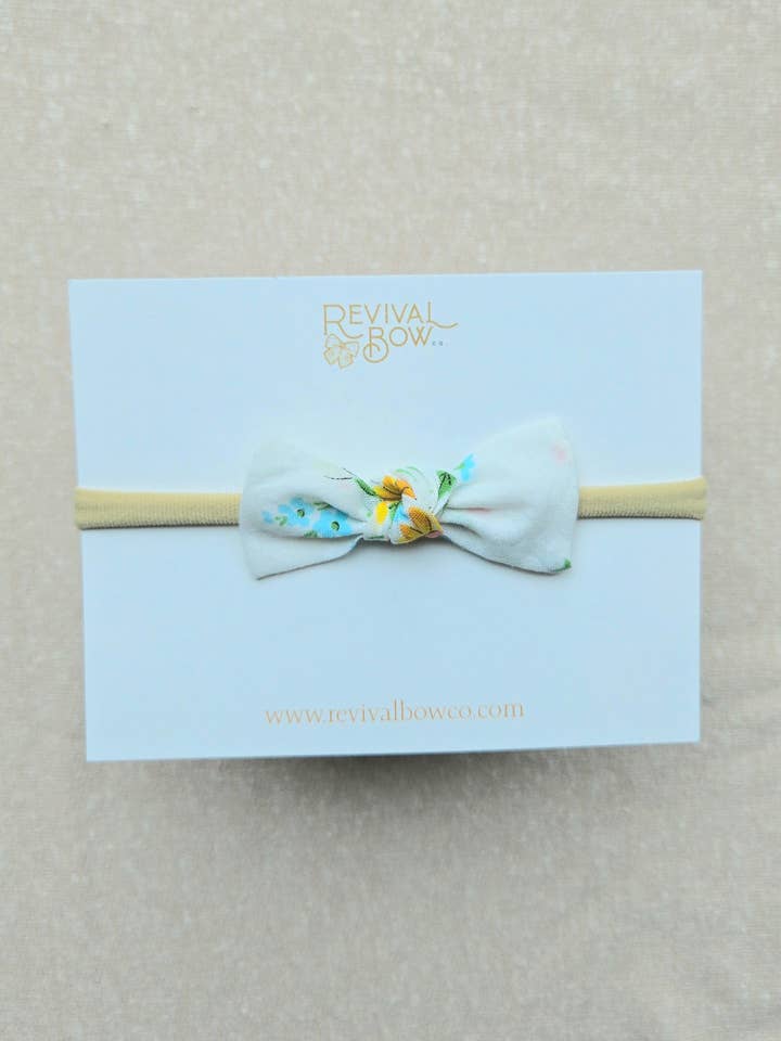 Vintage Handkerchief Bow on Headband • Petite Floral Knot for wholesale by Revival Bow Co.