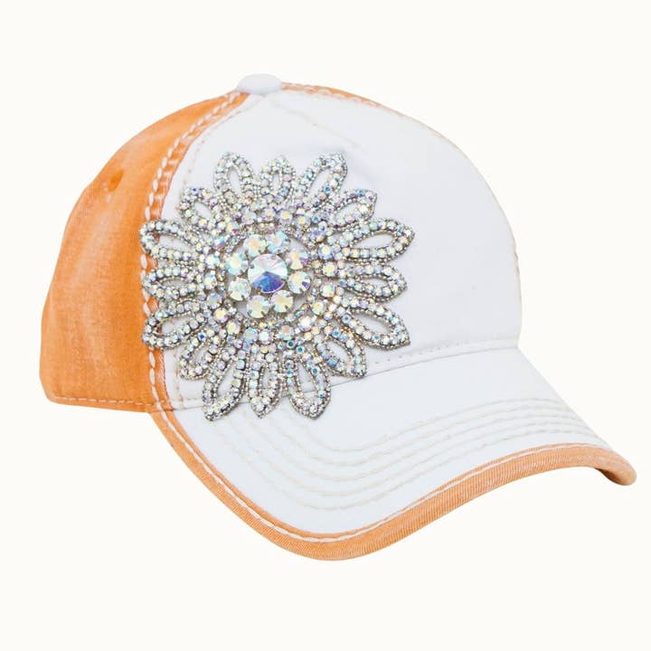 Olive & Pique - Wholesale Baseball Cap - Women's - Sunflower Bejeweled Glitz Two-Toned Cap, Adjustable