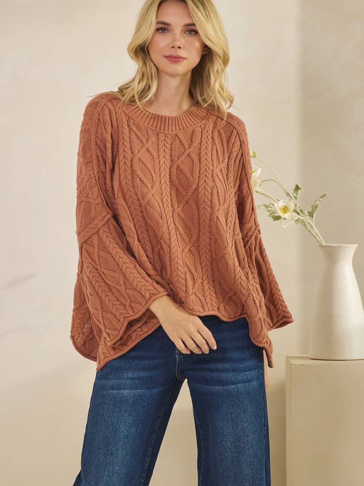 Tres Bien, Inc - Wholesale Knit Sweater - Women's - IT-10101-knitted sailors knot round neck l/s sweater3