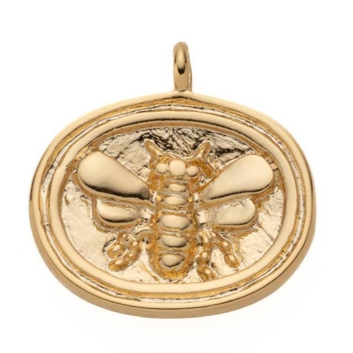 Gold Honey Bee Wax Seal Pendant with Queen Bee Charm CPG2104 for wholesale by Jewel Pledge