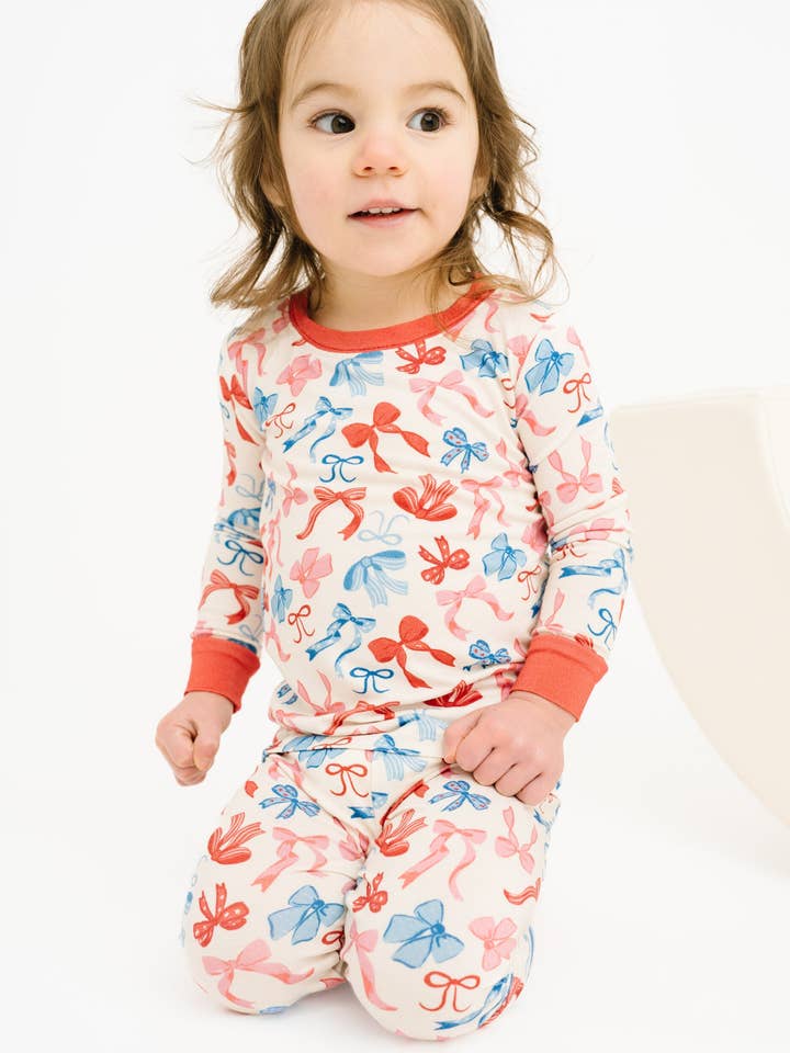 Little One Shop - Wholesale Sleepwear Set - Kids - USA Bows Bamboo Set