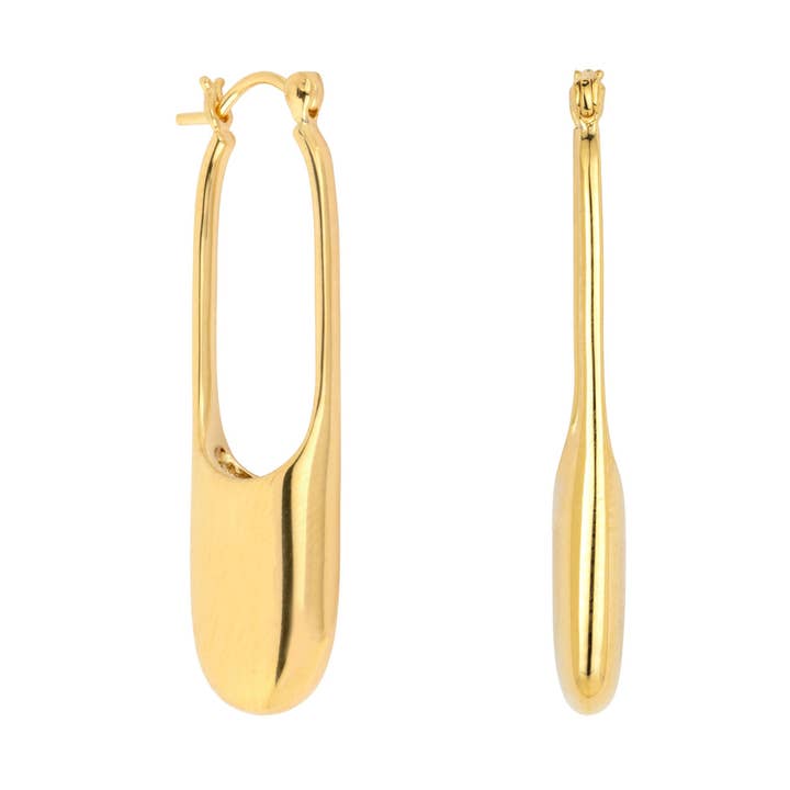 Streamline Long Hoops Minimalist Gold Earrings for wholesale by Vurchoo