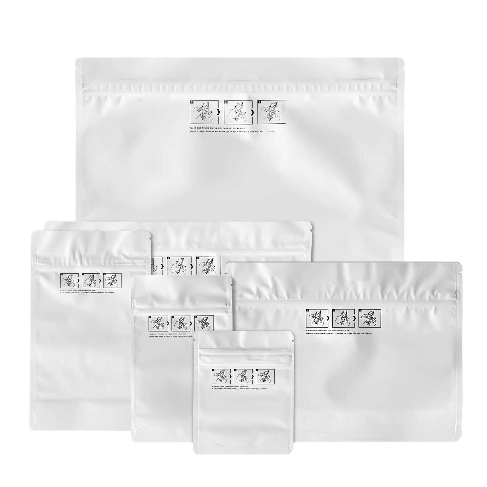 Human Objects® - Wholesale Cellophane Bag - 1/8 Ounce Child Resistant Bags White/Clear 4"x5"+2"8