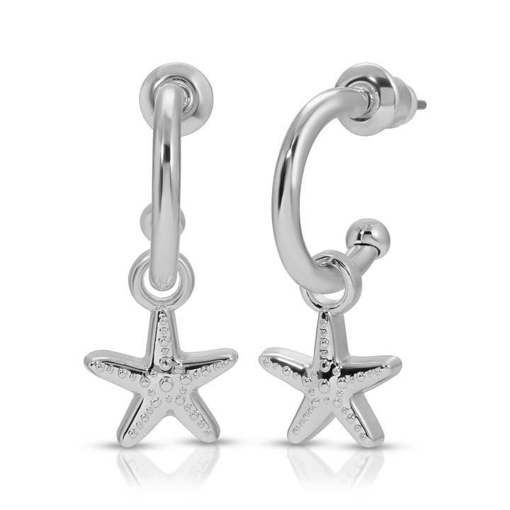Lucky Feather - Wholesale Dangle Earrings - Ocean Life Earrings - Silver - Starfish1