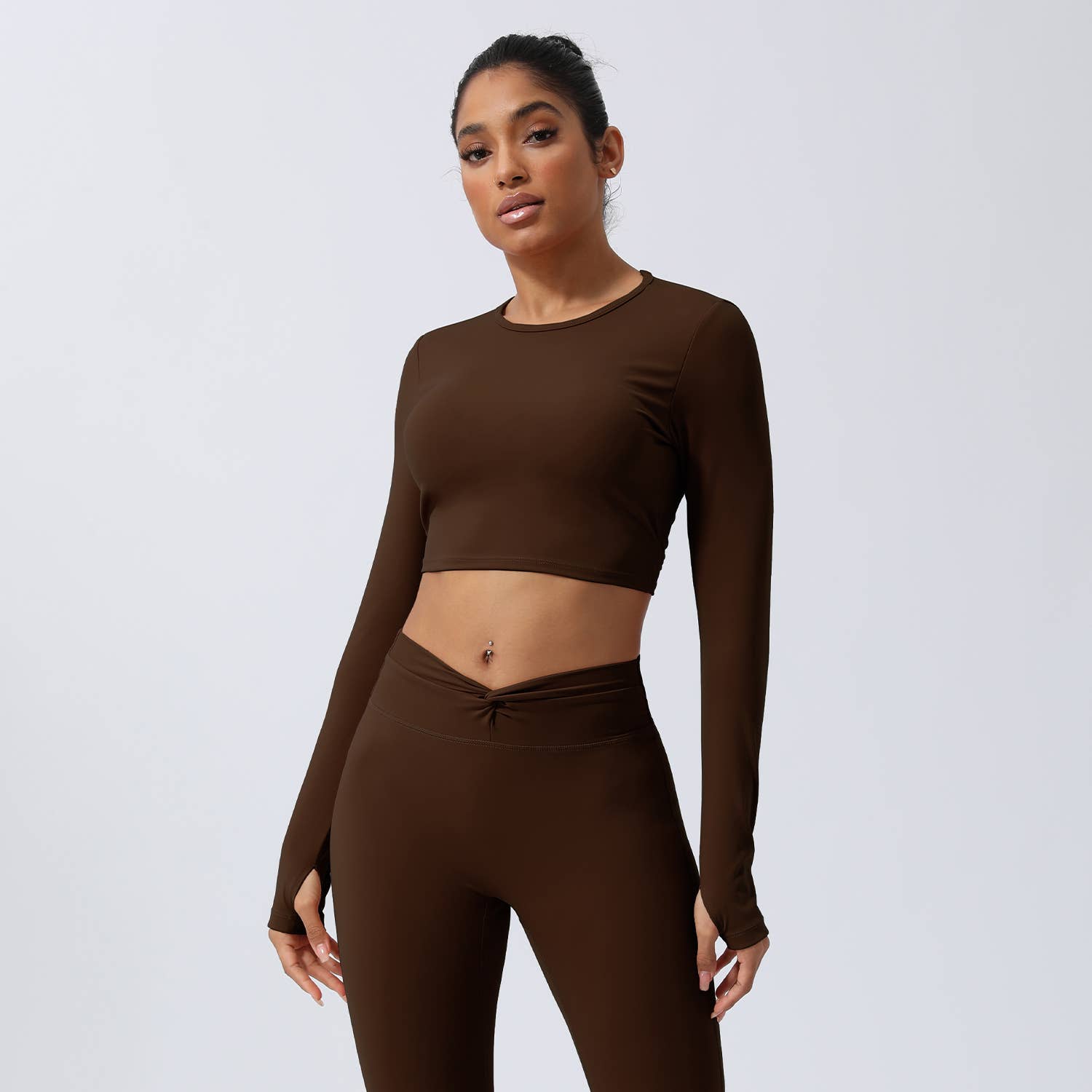 Sodalemon - Wholesale Athletic top – Women′s - Women Back Twist Sport Crop Long Sleeve Shirt1