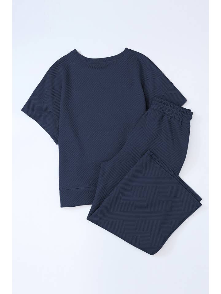 Aapparella - Wholesale Lounge Set - Women's - Women Multi-colored Textured T Shirt and Pants Set | S-2XL32