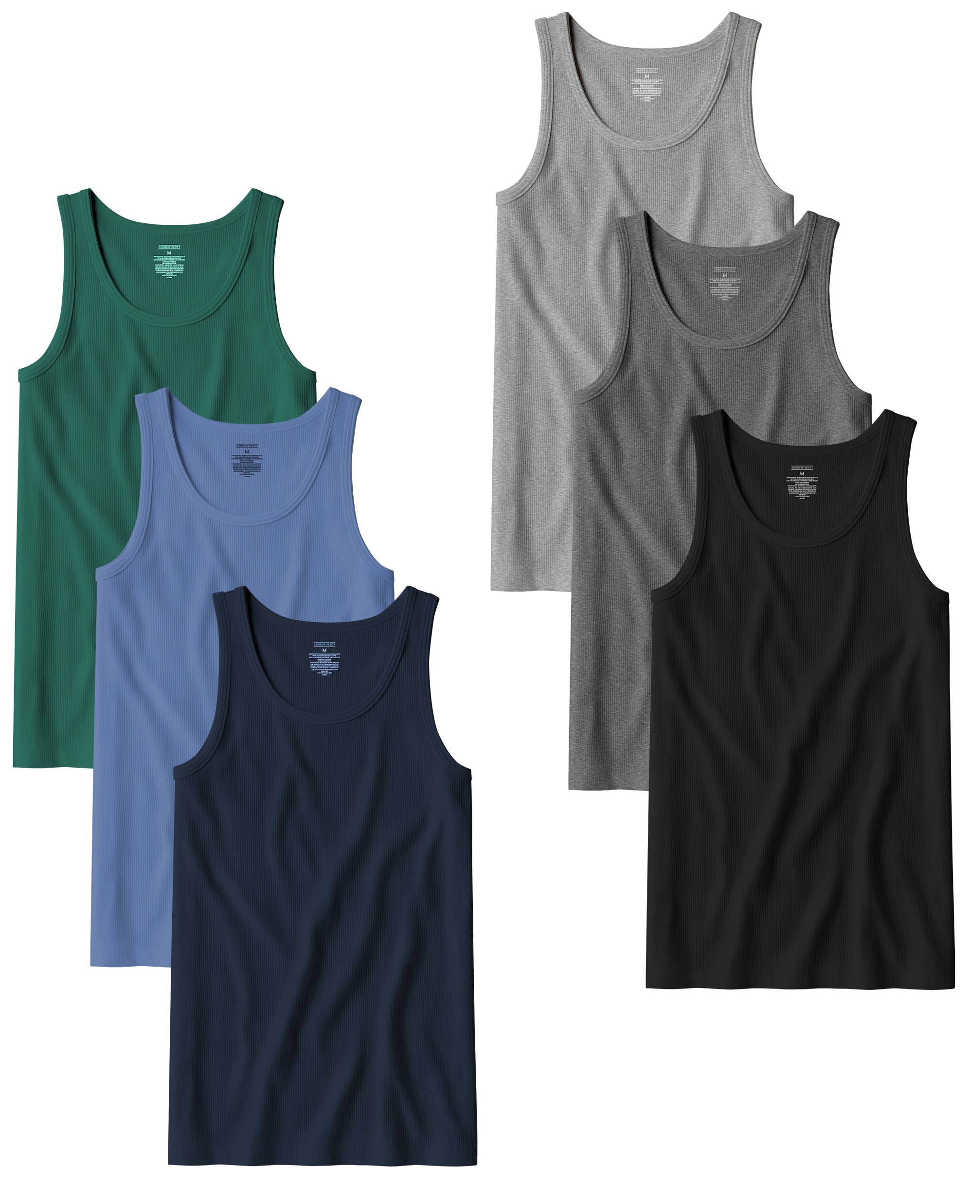 I-Wear Brands - Wholesale Tank Top - Men's - 6 Pack Mens 100% Cotton Ribbed Tank Top A-Shirt Undershirt6