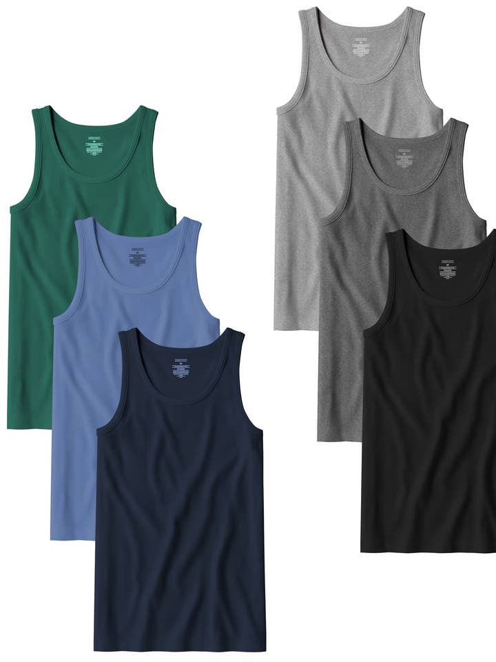 I-Wear Brands - Wholesale Tank Top - Men's - 6 Pack Mens 100% Cotton Ribbed Tank Top A-Shirt Undershirt6