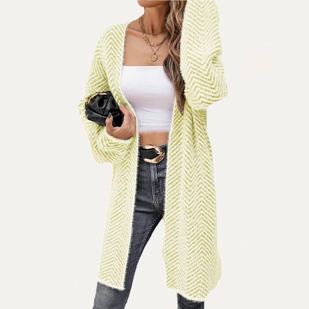 The Moment Collection – Großhandel Strickjacke – Damen – Creating Cozy Gestreifter Strickjacke mit offener Vorderseite und offener Vorderseite6