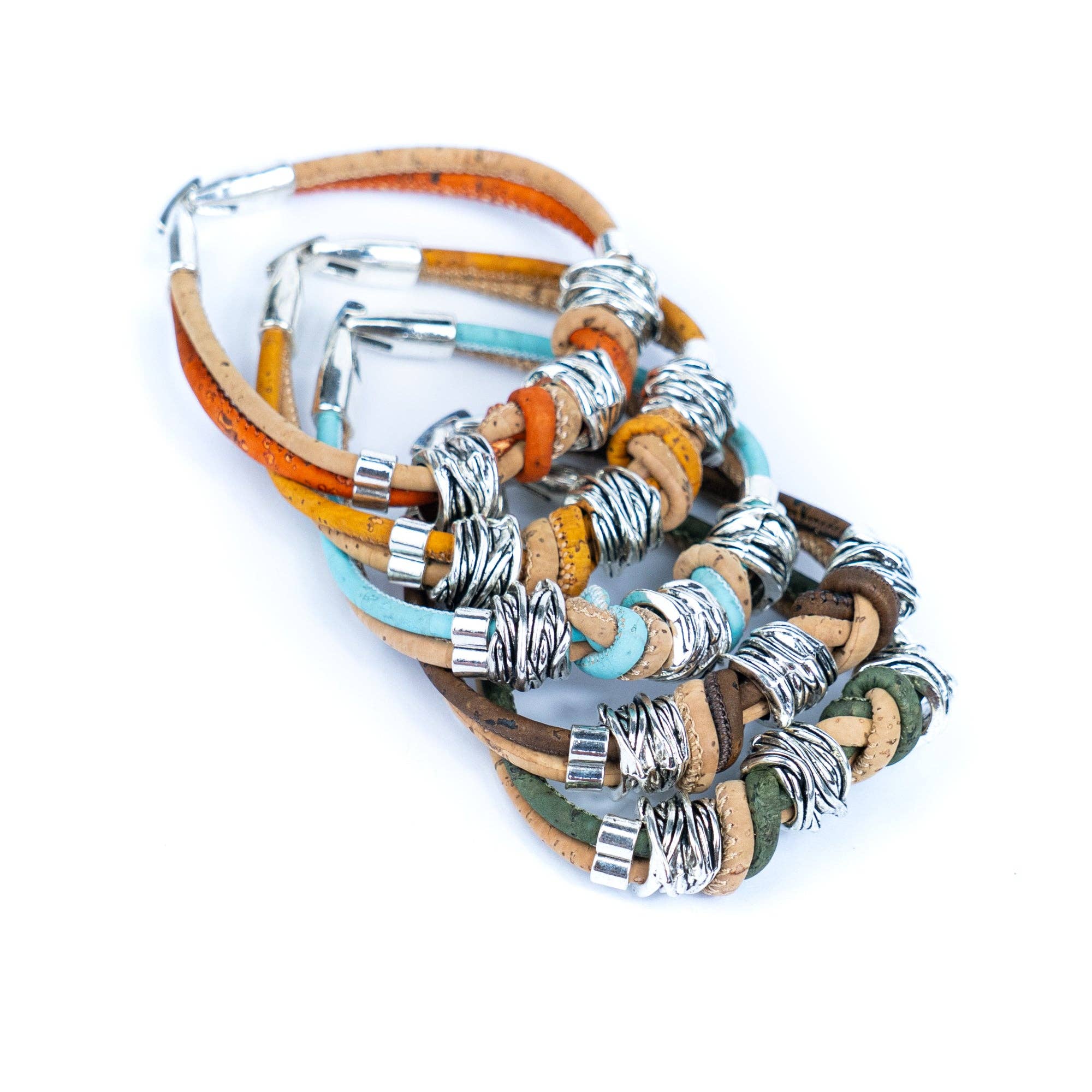 Meninas Bonitas Cork - Venta al por mayor Juegos de joyas - Joyería artesanal vegana de corcho colorido BR-220-MIX-56