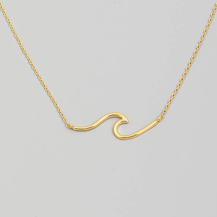 The Looks by Fame Accessories - Wholesale Pendant/Charm Necklace - Dainty Wave Pendant Necklace0