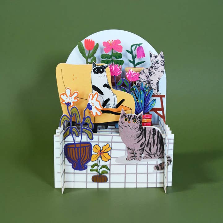Miniature World pop up card - Cat for wholesale by Alljoy Design