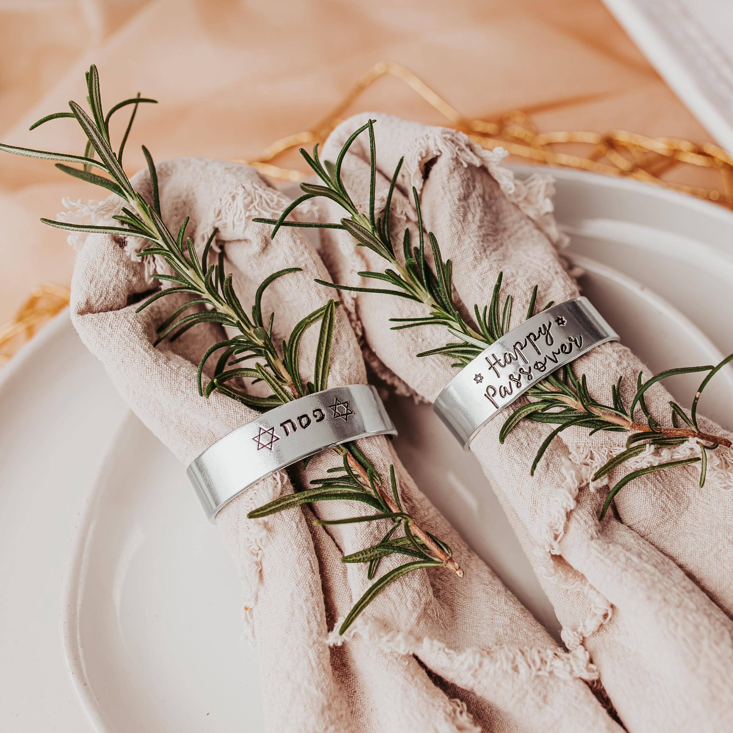 Salt Sparkle Shalom - Wholesale Napkin Ring - Minimalist Shana Tova Handcrafted Napkin Rings for Rosh Hashana3