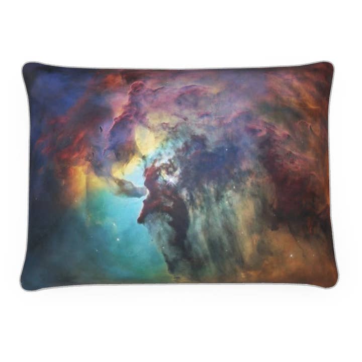 Luxurious Cosmos Collection Velvet Sofa Pillow Cushion - Lagoon Nebula for wholesale by MizDragonfly