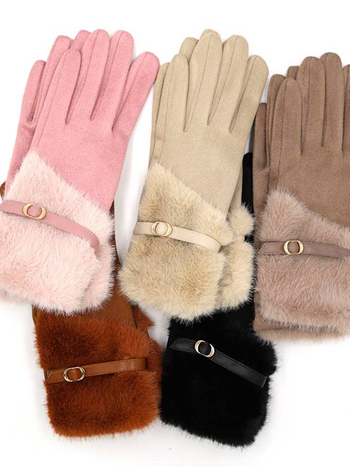 GUANTES SMART TOUCH CON CORREA DE PIEL SINTÉTICA MG-0088 para venta al por mayor de anbfashion