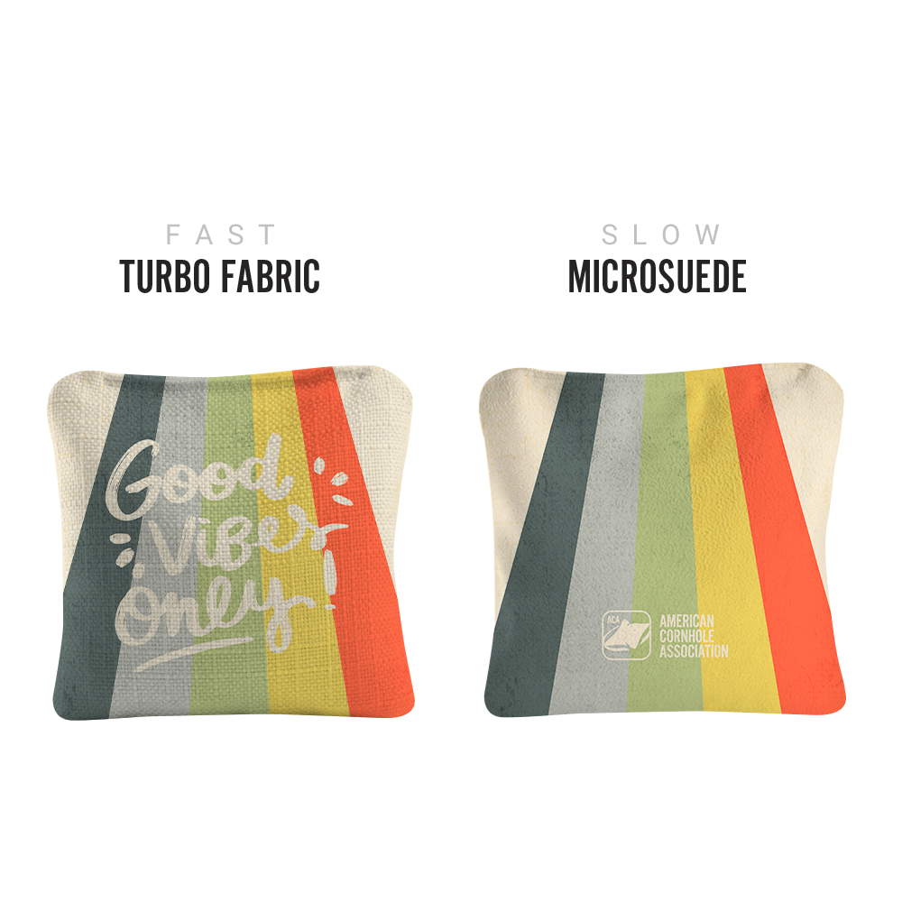 Multicolor Good Vibes Only Synergy Pro Cornhole Bags for wholesale on Faire1
