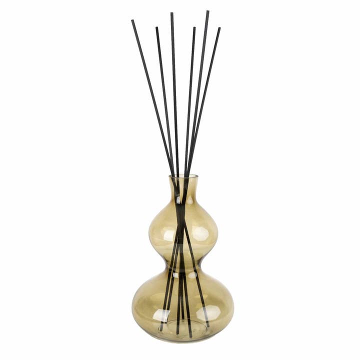 500ml Reed Diffuser Wavy Glass - Olive Green 4PK for wholesale by Candlelight Products Ltd