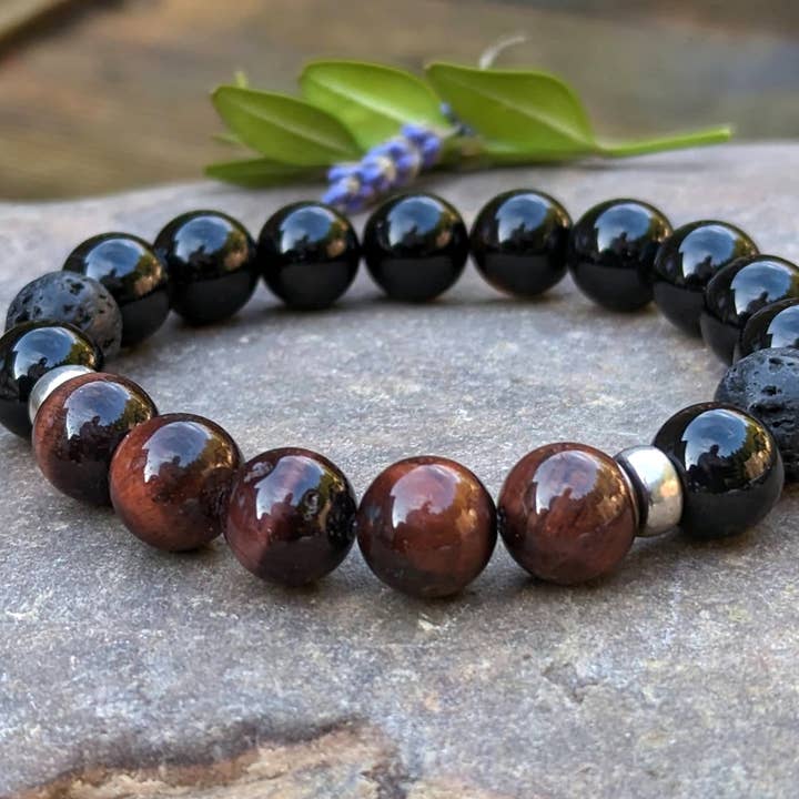 Rød Tiger Eye Armbånd Onyx Gemstone Aromaterapi Armbånd for engroshandel hos Coconut Quartz