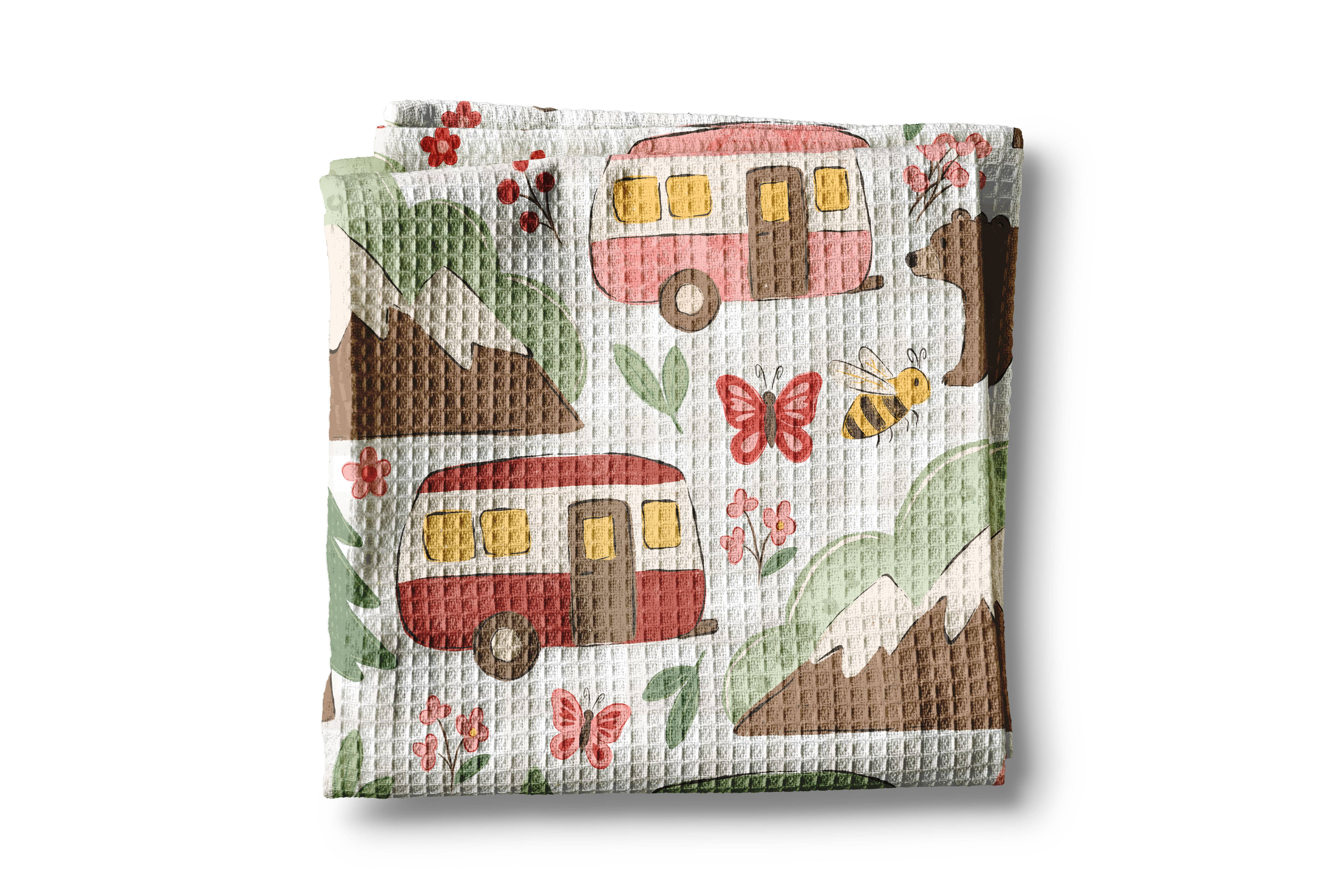 Canary Road - Wholesale Tea Towel - Camper RV Wilderness Camping Mountain Rustic Kitchen Towel1