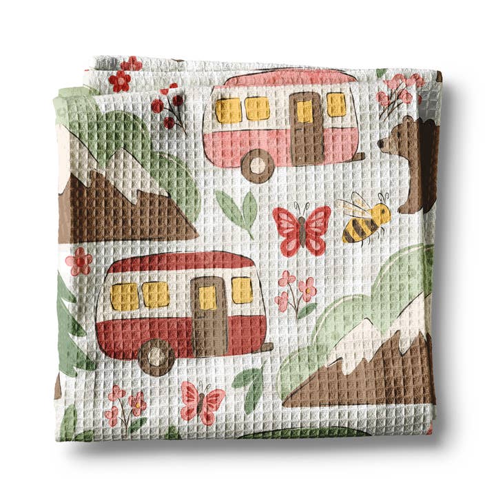 Canary Road - Wholesale Tea Towel - Camper RV Wilderness Camping Mountain Rustic Kitchen Towel1