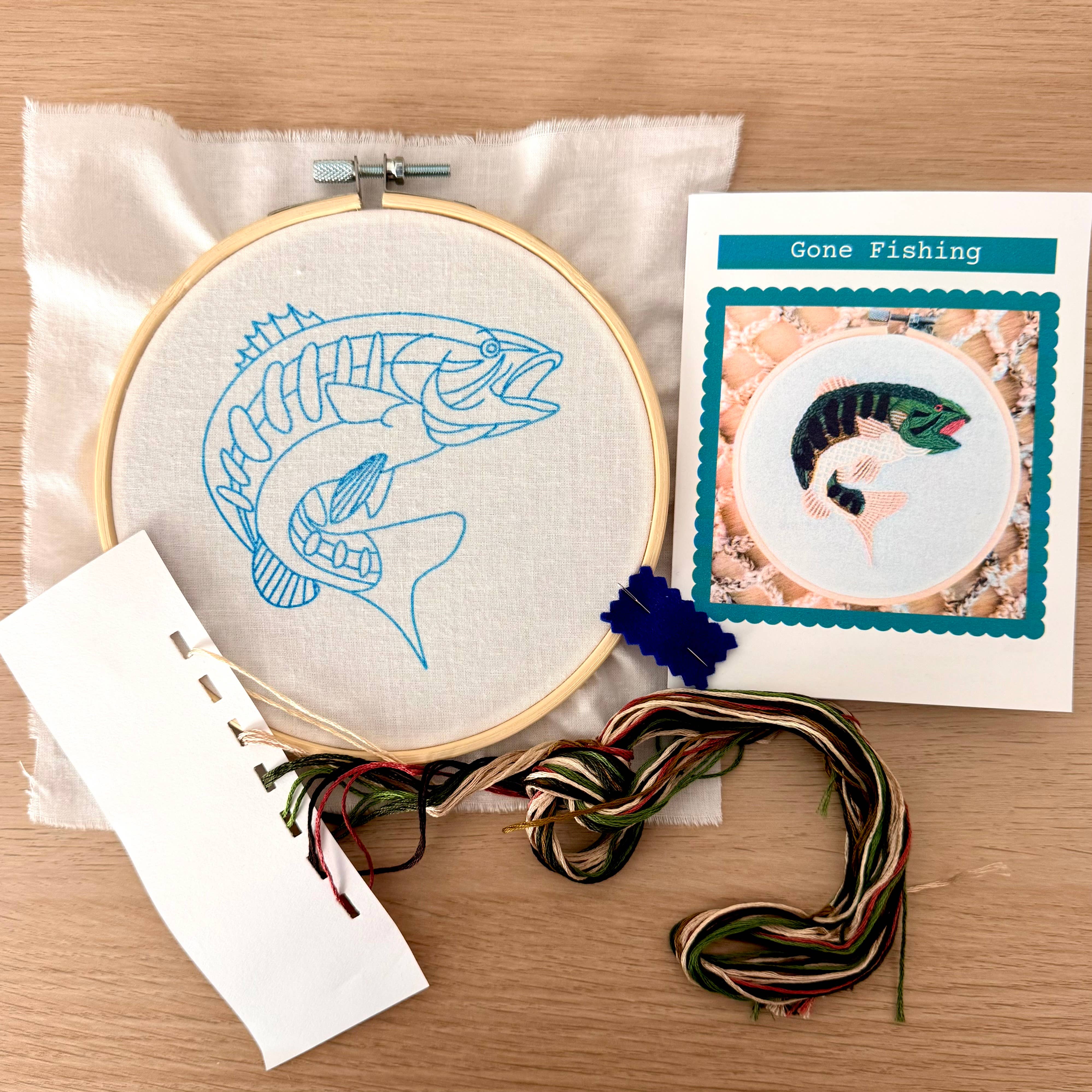 Stitches By Tiff - Wholesale Embroidery/Cross Stitch Supplies - Gone Fishing Craft DIY Embroidery Kit3