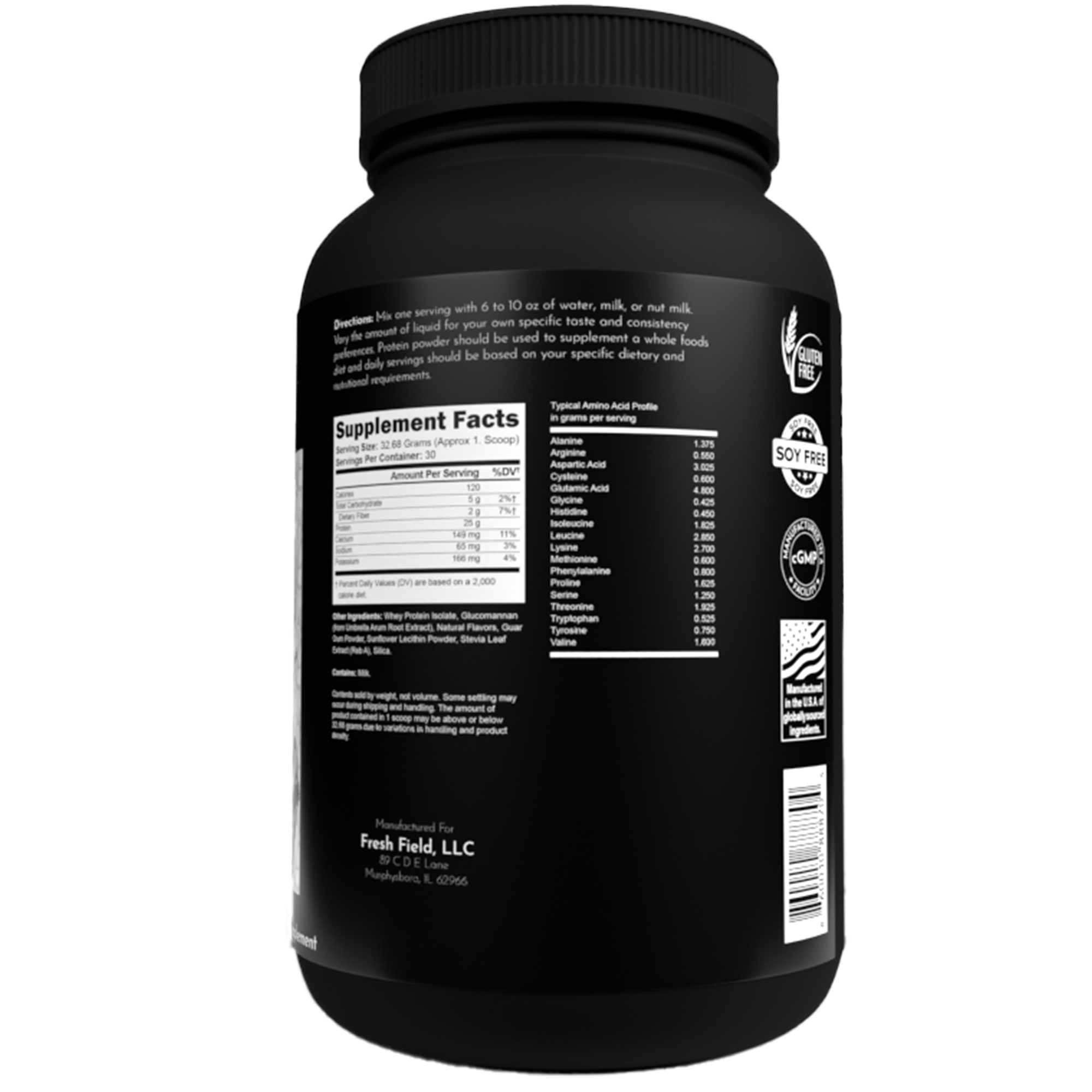 Fresh Field Performance and Nutrition - Vendita all'ingrosso Proteine/superfood in polvere - Polvere di proteine del siero di latte (vaniglia)1