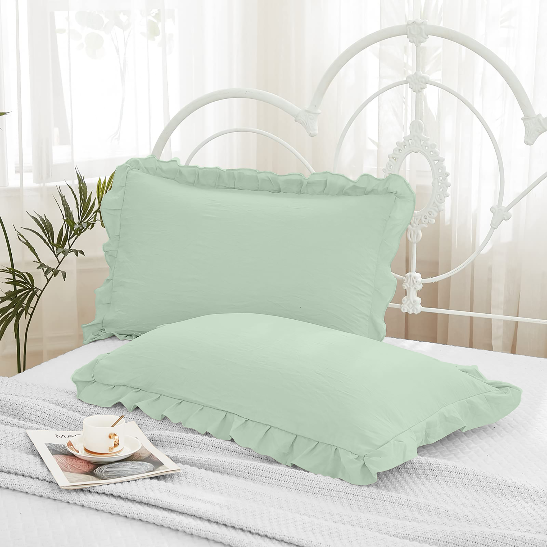 Beach Stone – wholesale Bedding pillowcase/sham – Pleated Ruffles Frill Pillow Case Covers4