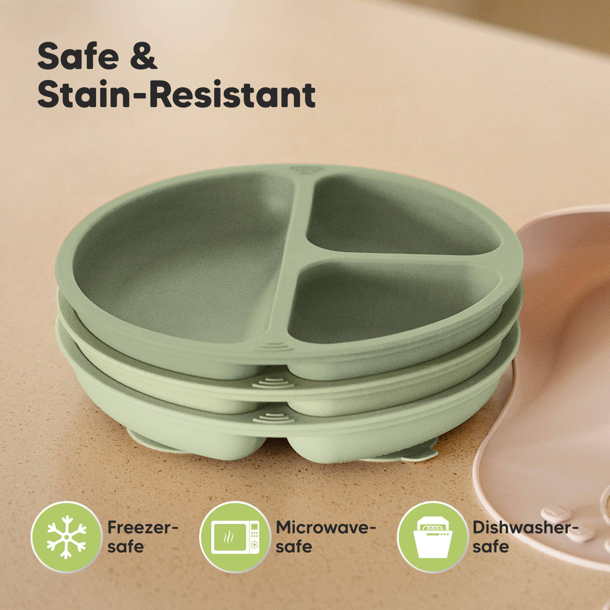 Sage 3-Pack Prep Suction Plates for Baby, BPA-Free Silicone Plate for wholesale on Faire4