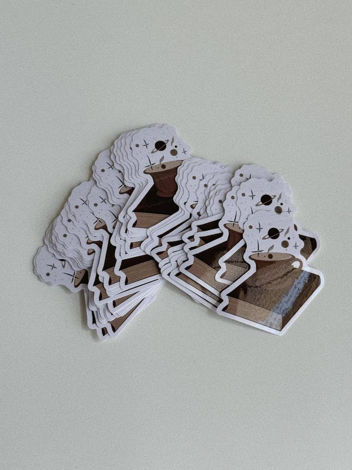 Books & Coffee Sticker for wholesale by Brownwrittenwords