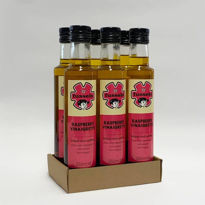 Fussels Hindbær Vinaigrette - 6 x 250ml for engroshandel hos Fussels Fine Foods Ltd