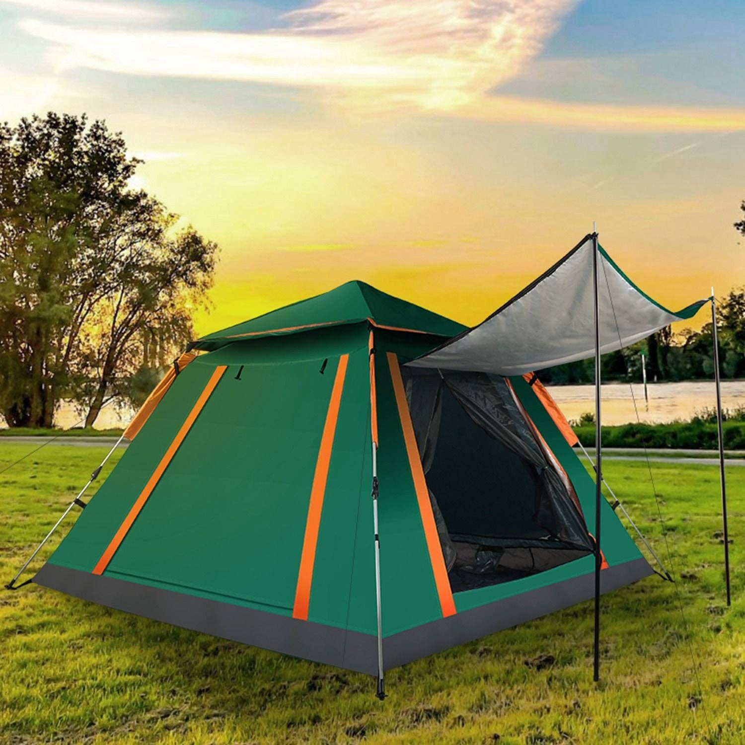 Hard Rock Health Stores - Wholesale Tent - 4-5 Person Camping Tent Outdoor Foldable Waterproof Tent with 2 Mosquito Nets Windows Carrying Bag for Hiking Climbing Adventure Fishing7