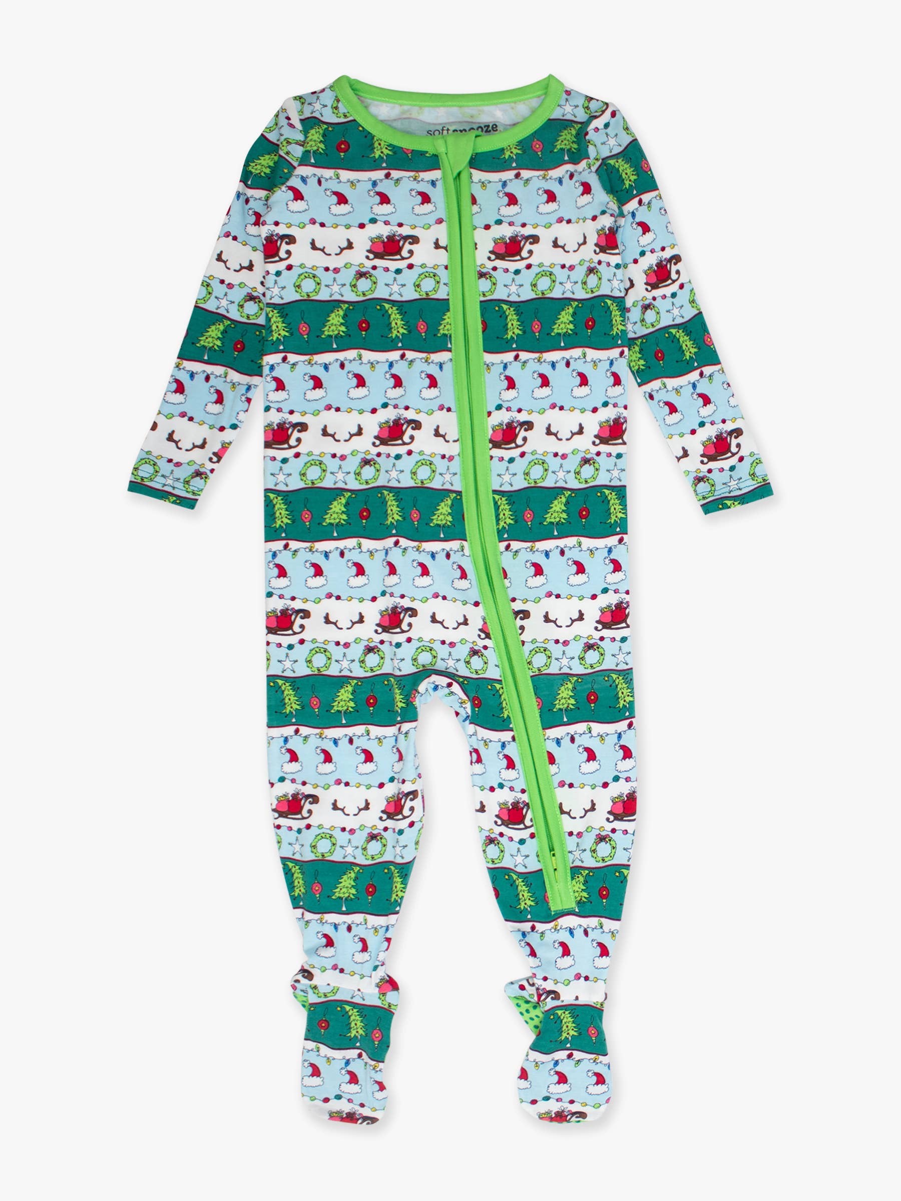 Multi Color SoftSnooze™ Baby Bamboo Viscose Festive Fair Isle Footed One Piece Pajama for wholesale on Faire5
