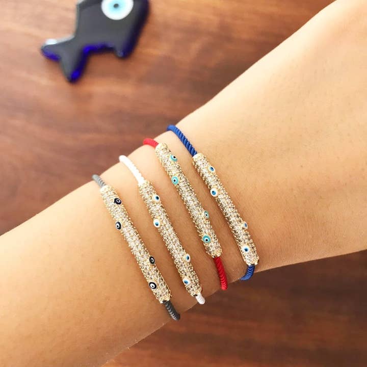 Evil Eye Thread Bracelet, Zircon Evil Eye Charm Bracelet, Adjustable Bracelet for wholesale by Evileyefavor